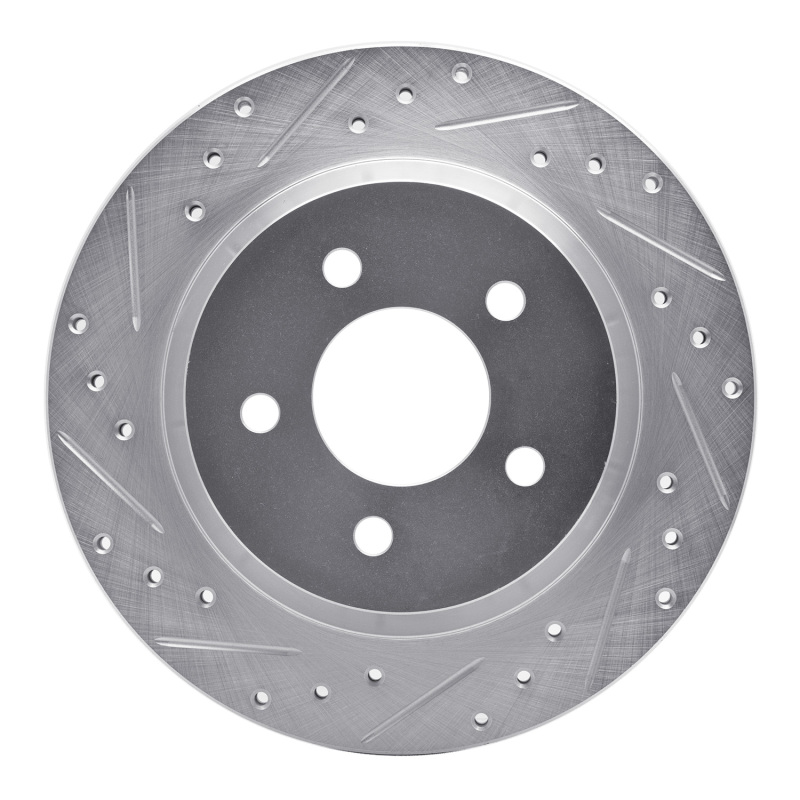 Lexus LS460 Brake Rotor (1) - Front Left - R1 Concepts - Drilled & Slotted - Silver - `07-`23